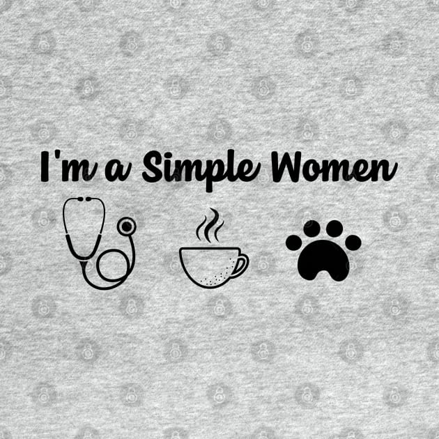 Womens I'm a Simple Woman Nurse Coffee Dogs T Shirt Funny Love by dianoo